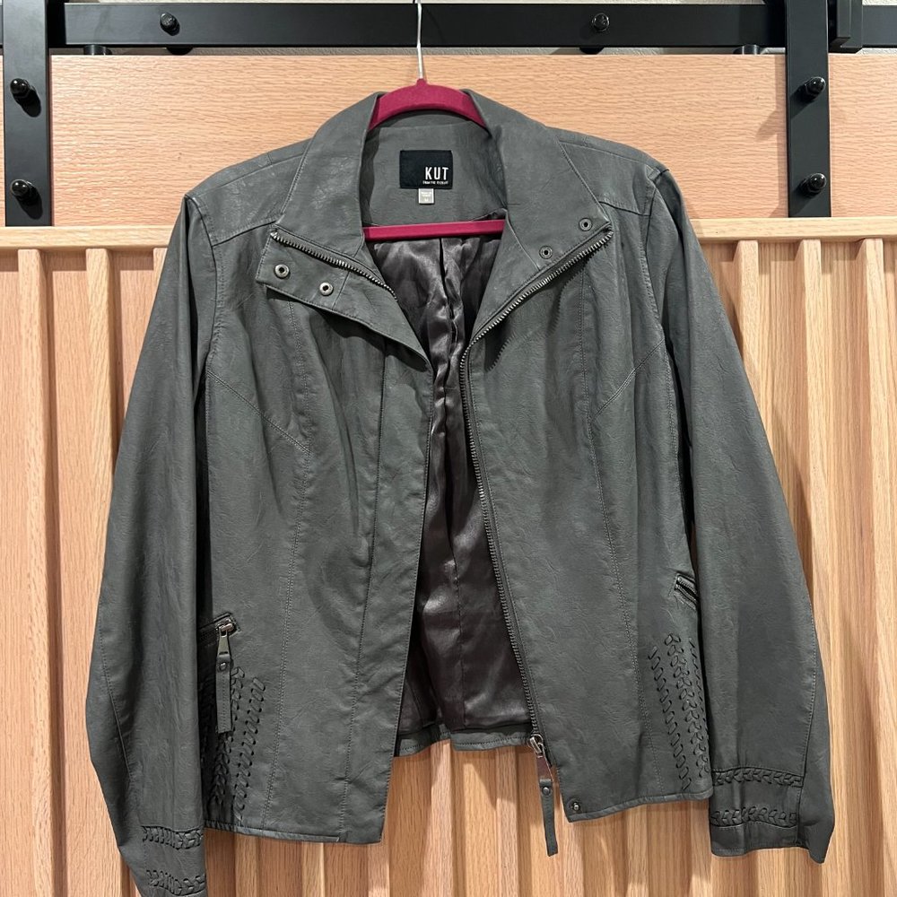 Kut from the Kloth women's gray leather jacket Size M